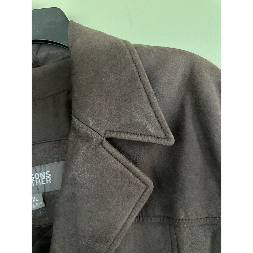 Wilson’s Leather Jacket Men’s Size XL Brown Grunge Mid Length biker 90's​​​ - Picture 3 of 16